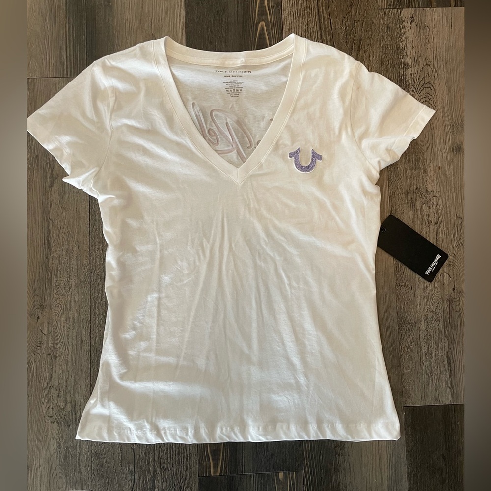 True Religion White V-Neck Women's Top